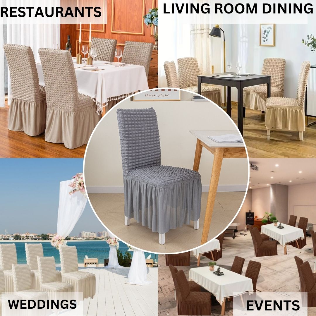 HOMSEF High Elastic Stretchable Fabric Bubble with Frill/Turkish Style Chair Cover - Image 3