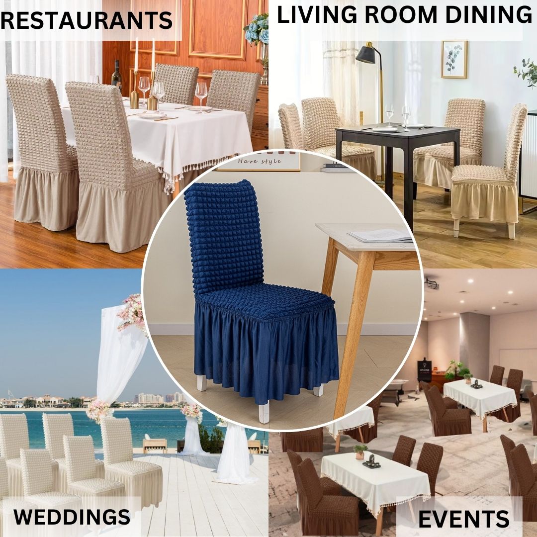 HOMSEF High Elastic Stretchable Fabric Bubble with Frill/Turkish Style Chair Cover - Image 3