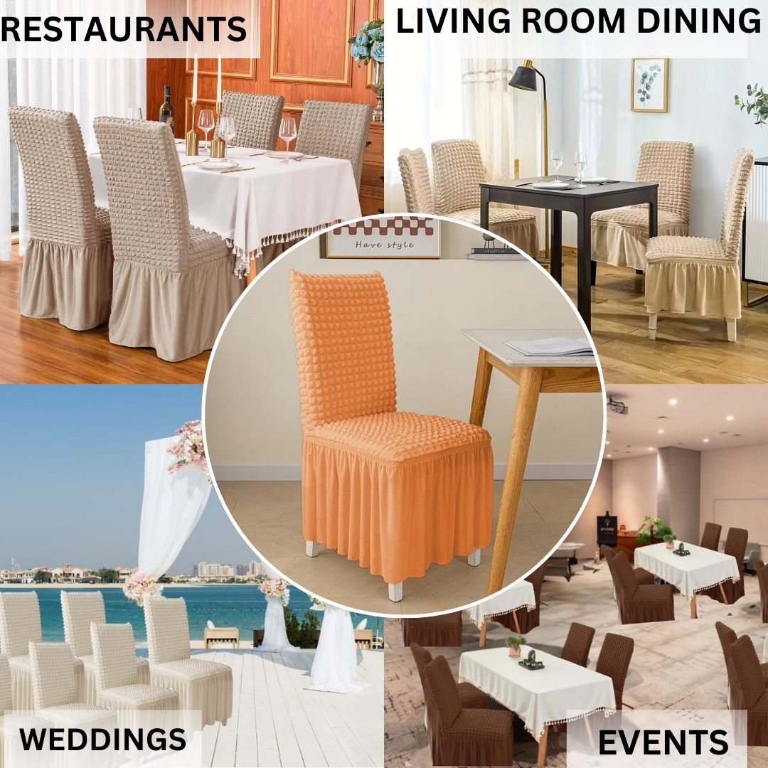 HOMSEF High Elastic Stretchable Fabric Bubble with Frill/Turkish Style Chair Cover - Image 2