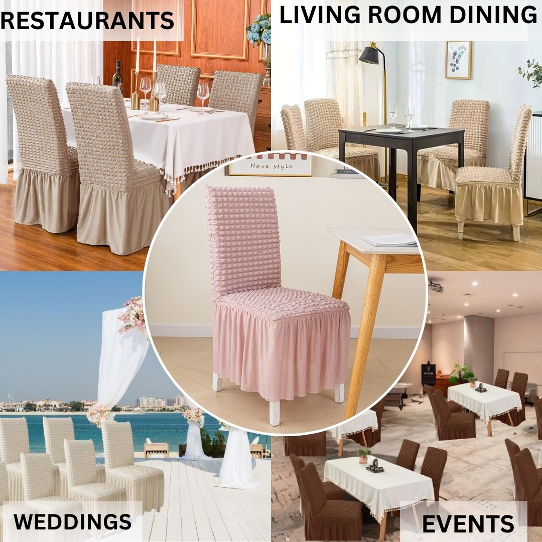 HOMSEF High Elastic Stretchable Fabric Bubble with Frill/Turkish Style Chair Cover - Image 3