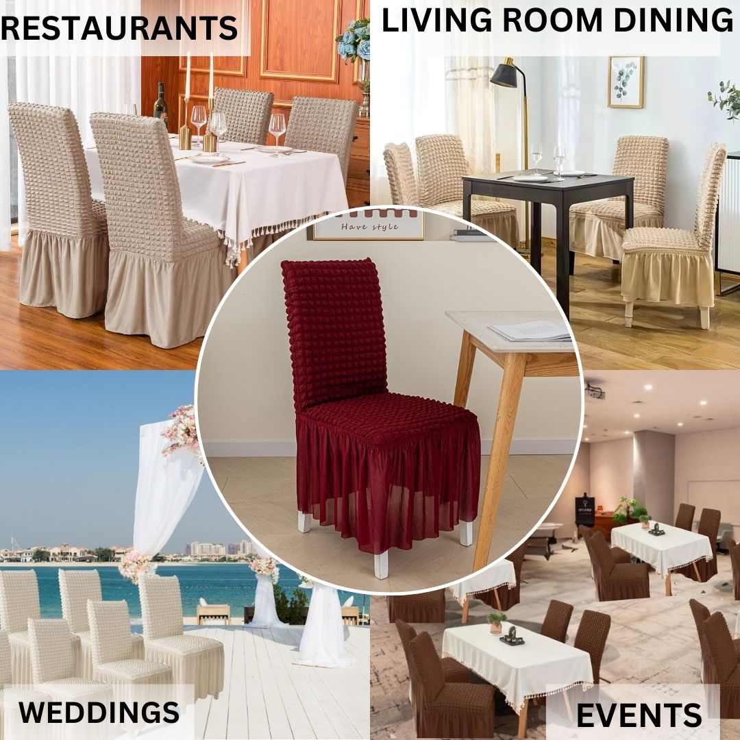 HOMSEF High Elastic Stretchable Fabric Bubble with Frill/Turkish Style Chair Cover - Image 3