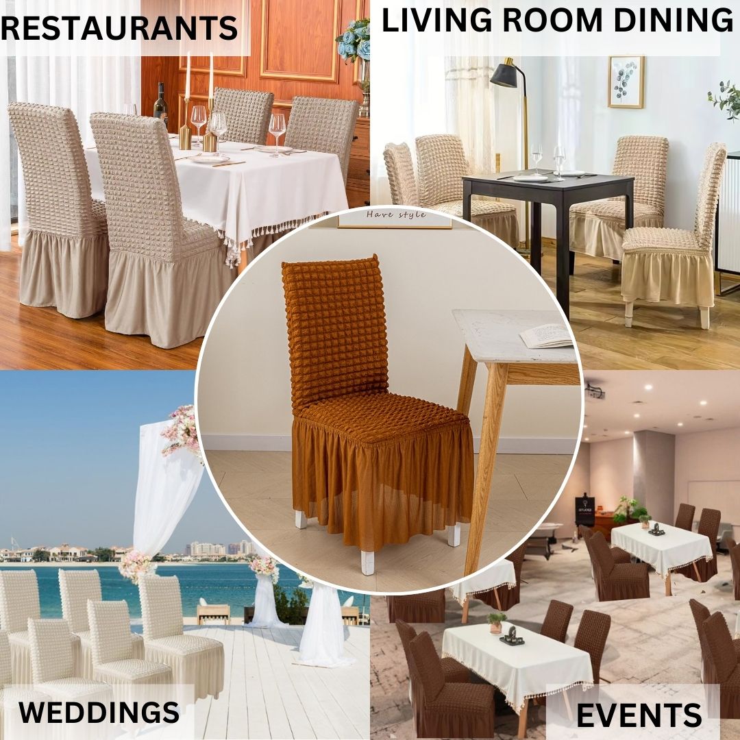 HOMSEF High Elastic Stretchable Fabric Bubble with Frill/Turkish Style Chair Cover - Image 3
