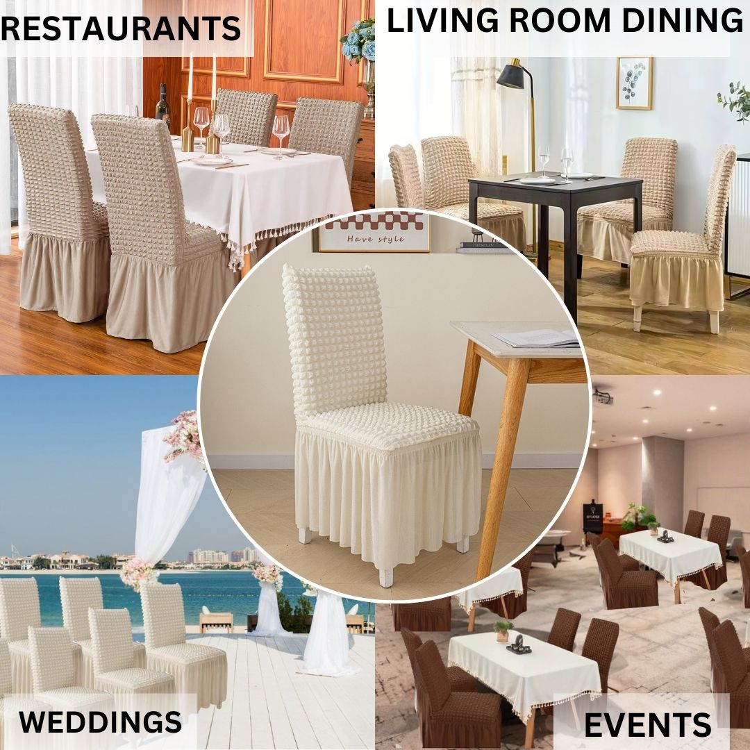 HOMSEF High Elastic Stretchable Fabric Bubble with Frill/Turkish Style Chair Cover - Image 3