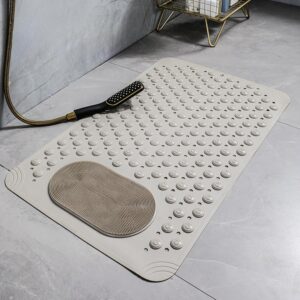 HOMSEF PVC Anti-Slip With Suction Cups & Drain Holes Foot Scrubber Shower Mat for All Ages
