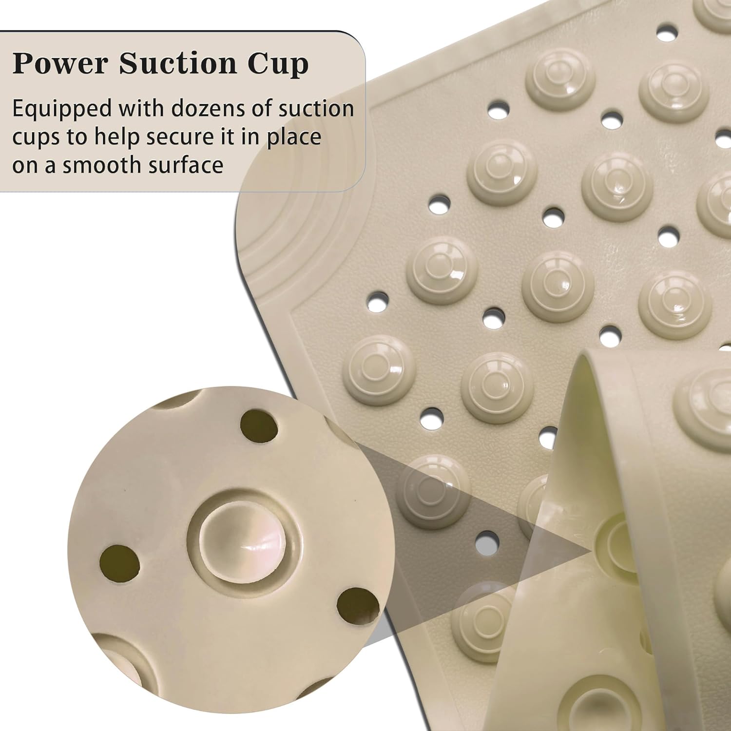 HOMSEF PVC Anti-Slip With Suction Cups & Drain Holes Foot Scrubber Shower Mat for All Ages - Image 4