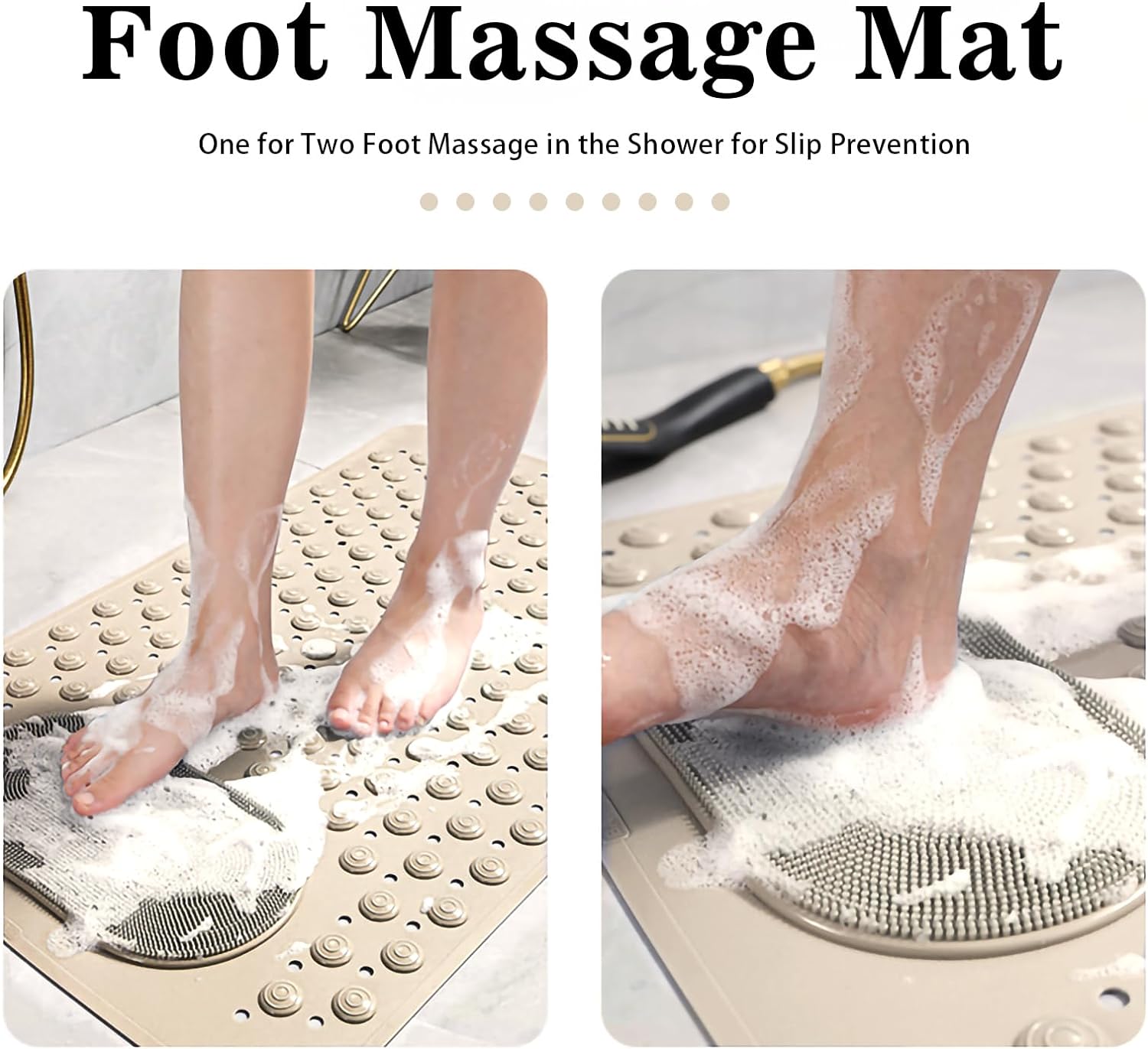 HOMSEF PVC Anti-Slip With Suction Cups & Drain Holes Foot Scrubber Shower Mat for All Ages - Image 3