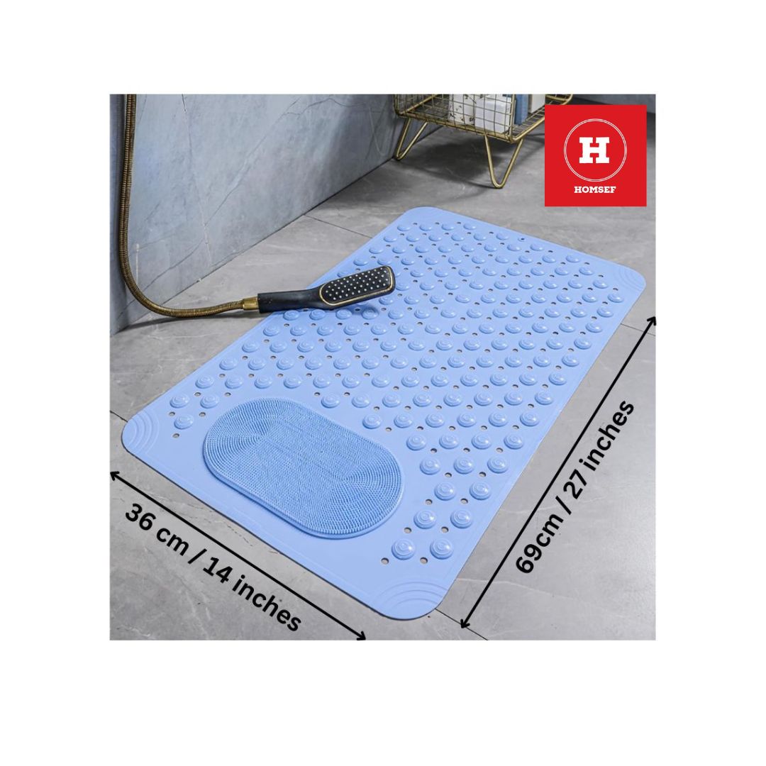 HOMSEF PVC Anti-Slip With Suction Cups & Drain Holes Foot Scrubber Shower Mat for All Ages - Image 2