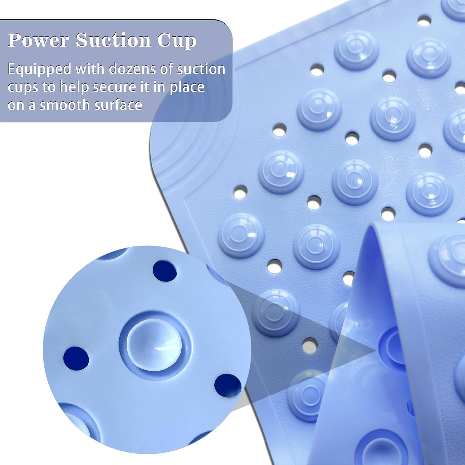 HOMSEF PVC Anti-Slip With Suction Cups & Drain Holes Foot Scrubber Shower Mat for All Ages - Image 5