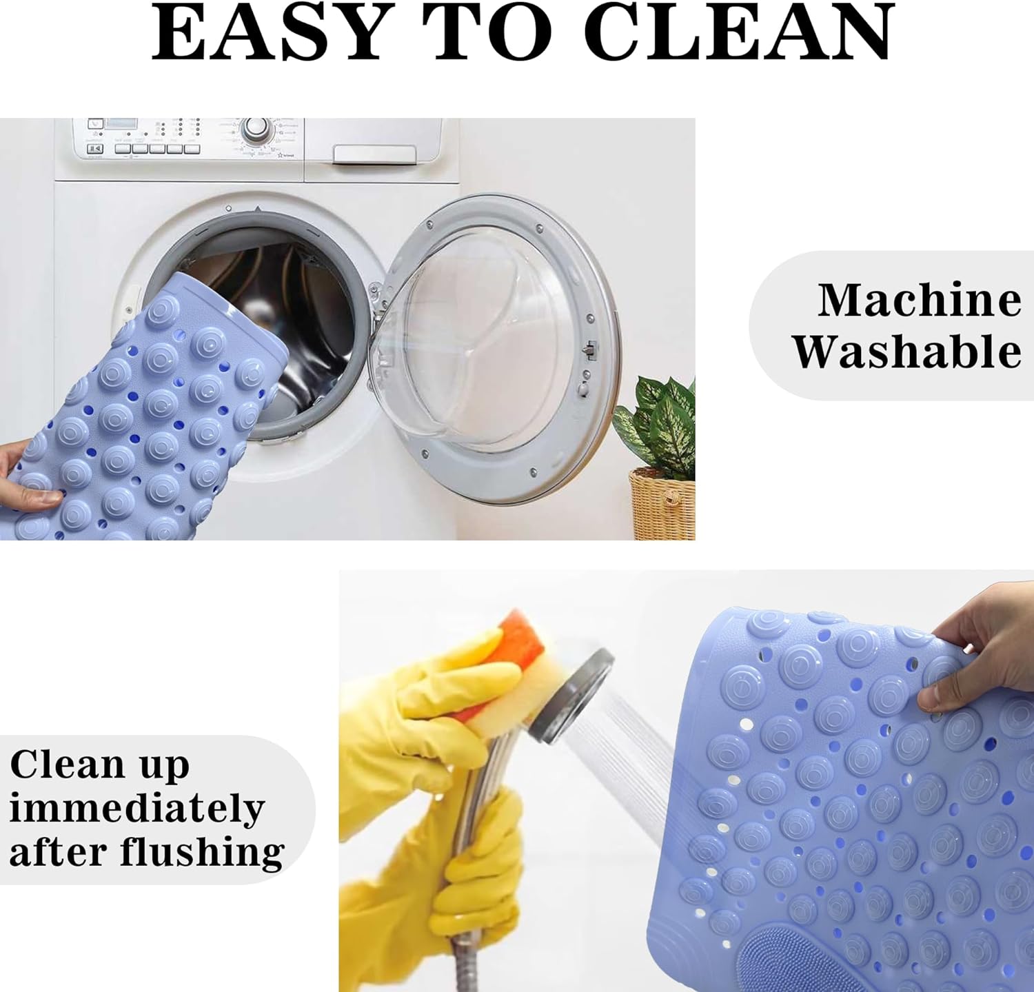 HOMSEF PVC Anti-Slip With Suction Cups & Drain Holes Foot Scrubber Shower Mat for All Ages - Image 6