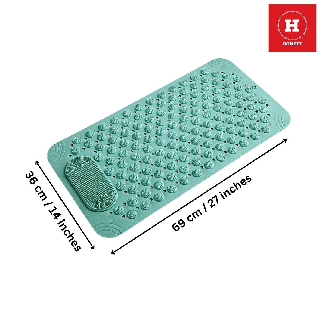 HOMSEF PVC Anti-Slip With Suction Cups & Drain Holes Foot Scrubber Shower Mat for All Ages - Image 2