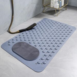 HOMSEF PVC Anti-Slip With Suction Cups & Drain Holes Foot Scrubber Shower Mat for All Ages