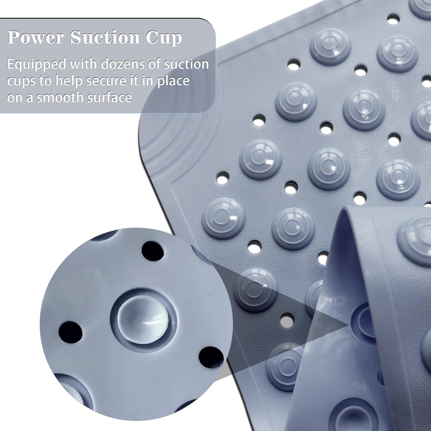 HOMSEF PVC Anti-Slip With Suction Cups & Drain Holes Foot Scrubber Shower Mat for All Ages - Image 4