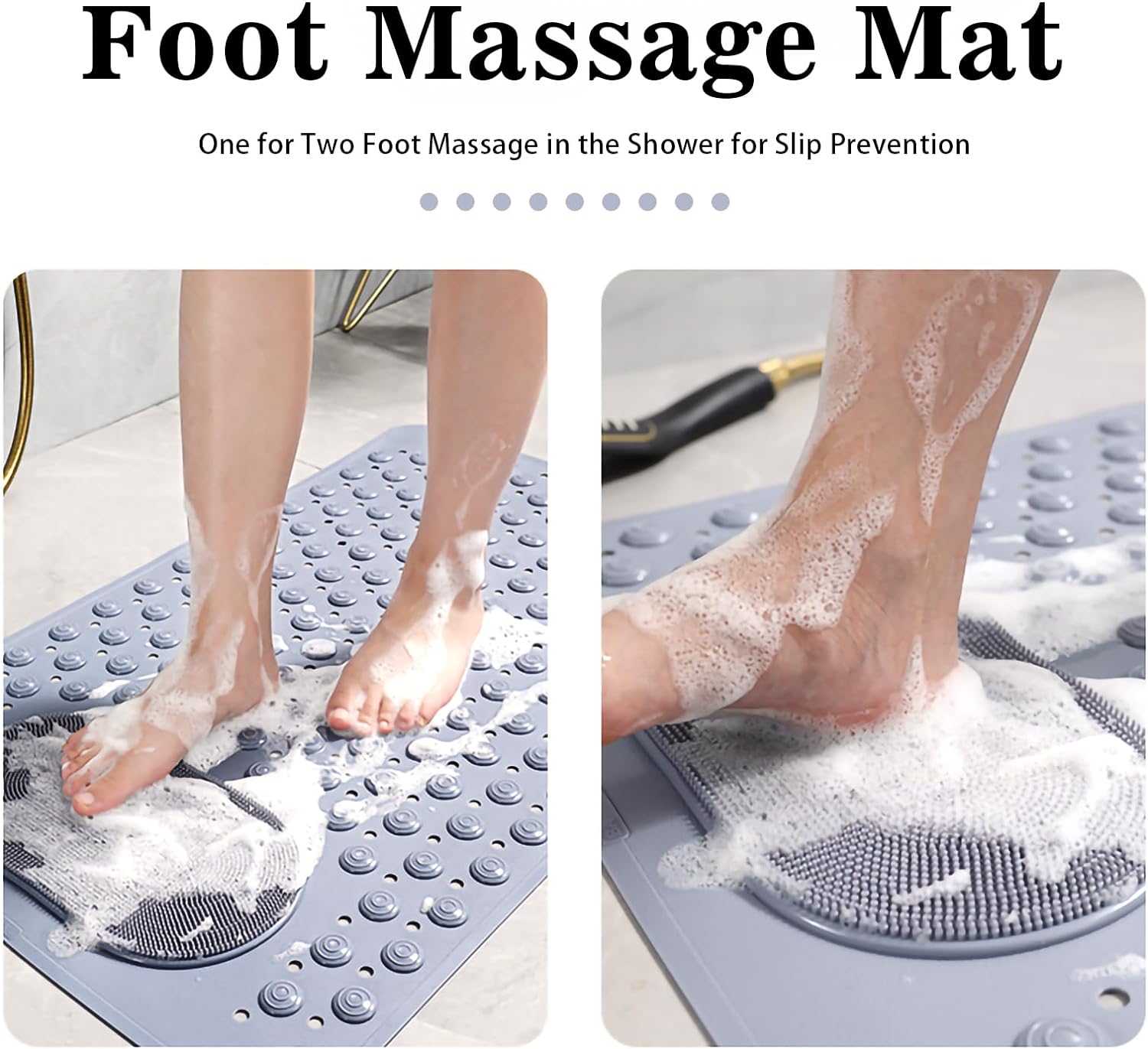 HOMSEF PVC Anti-Slip With Suction Cups & Drain Holes Foot Scrubber Shower Mat for All Ages - Image 3