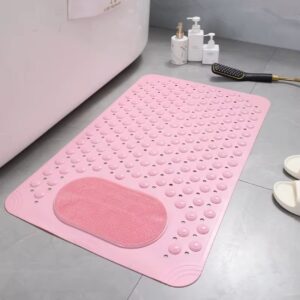 HOMSEF PVC Anti-Slip With Suction Cups & Drain Holes Foot Scrubber Shower Mat for All Ages
