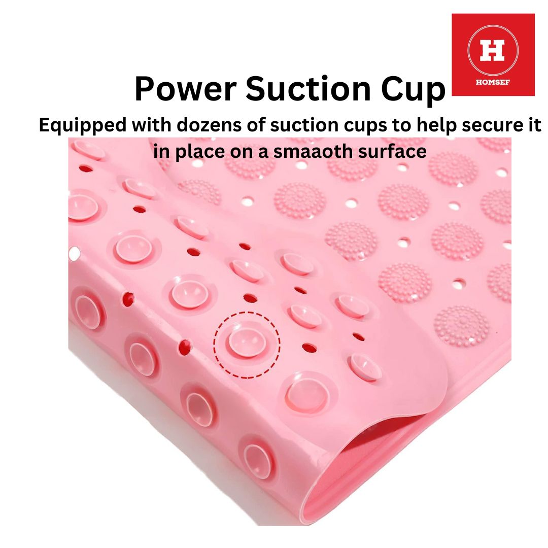 HOMSEF PVC Anti-Slip With Suction Cups & Drain Holes Foot Scrubber Shower Mat for All Ages - Image 4