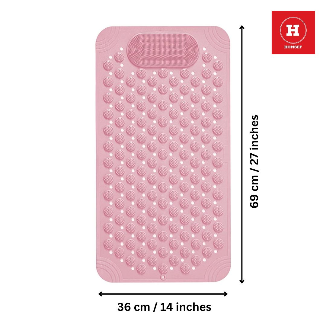 HOMSEF PVC Anti-Slip With Suction Cups & Drain Holes Foot Scrubber Shower Mat for All Ages - Image 2