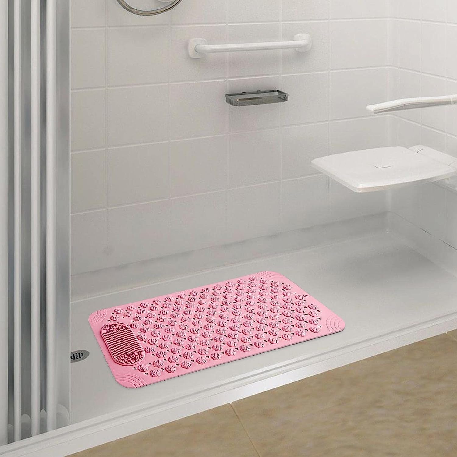 HOMSEF PVC Anti-Slip With Suction Cups & Drain Holes Foot Scrubber Shower Mat for All Ages - Image 5