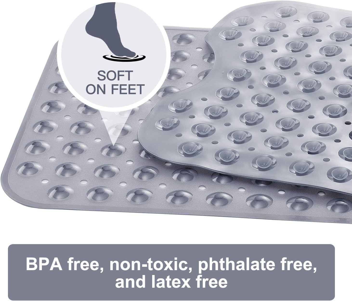 HOMSEF Non-Slip Shower Mat / Suction Cups and Drain Holes Mat for Bathtub - Image 5