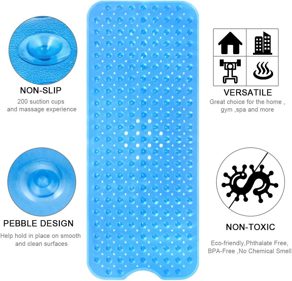 HOMSEF Non-Slip Shower Mat / Suction Cups and Drain Holes Mat for Bathtub - Image 4