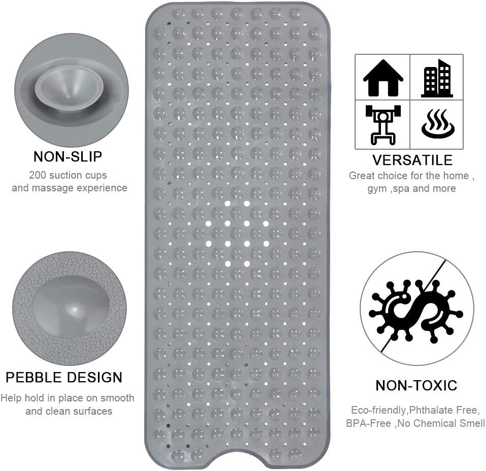 HOMSEF Non-Slip Shower Mat / Suction Cups and Drain Holes Mat for Bathtub - Image 5