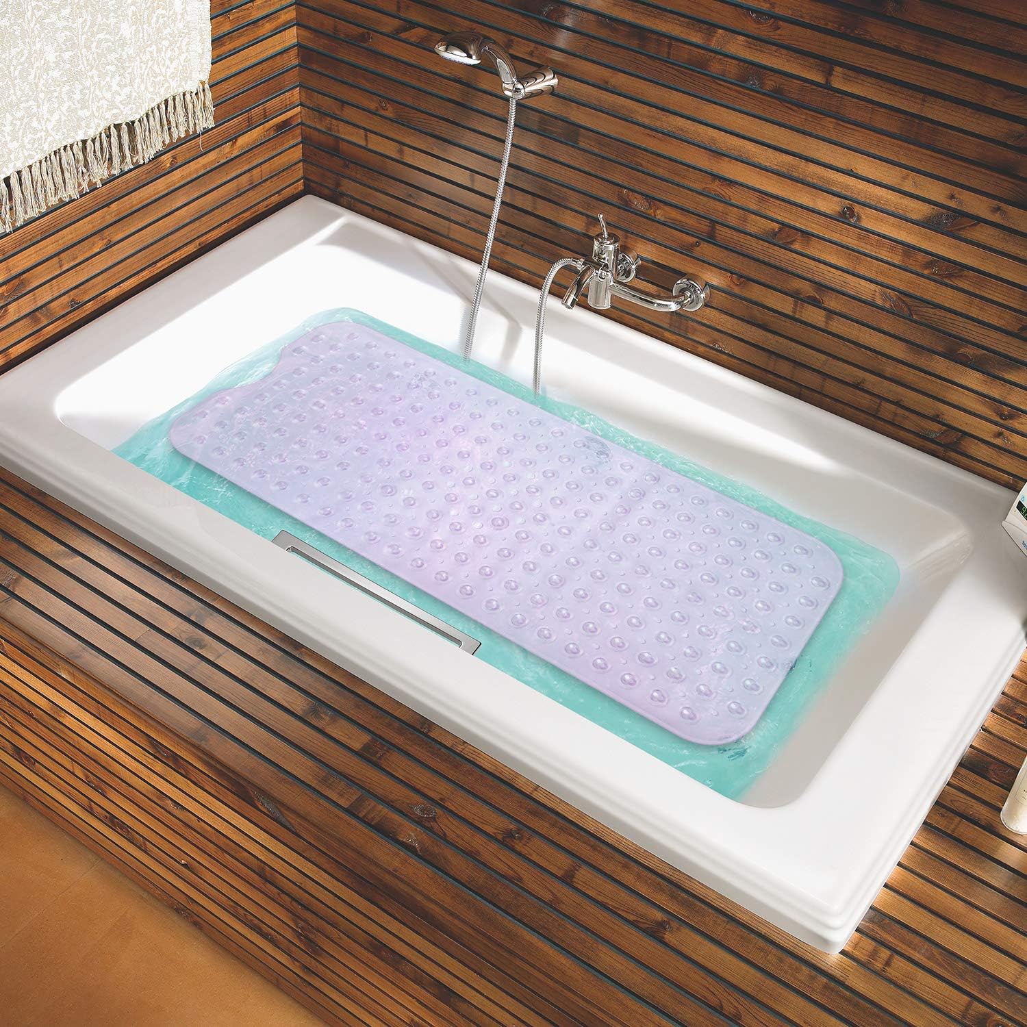 HOMSEF Non-Slip Shower Mat / Suction Cups and Drain Holes Mat for Bathtub - Image 6