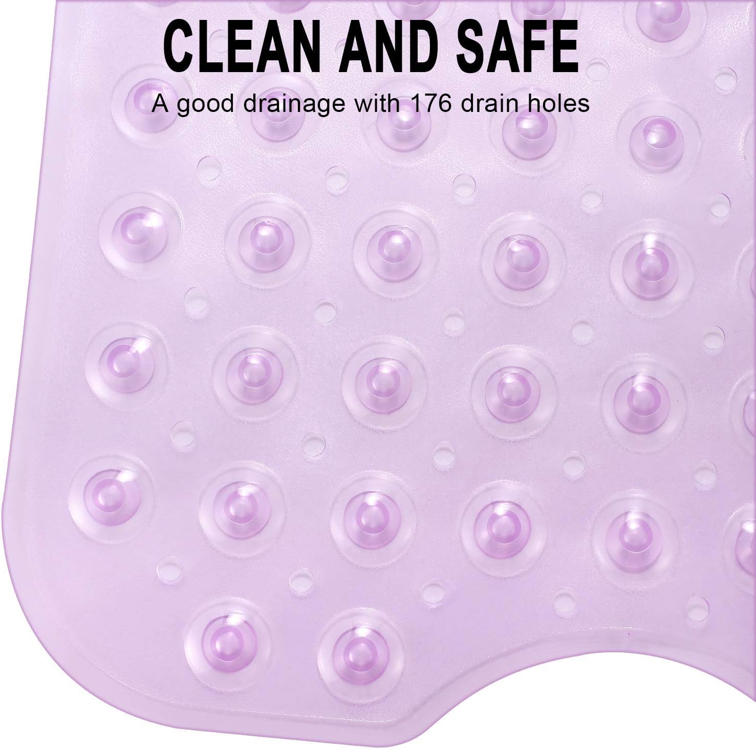 HOMSEF Non-Slip Shower Mat / Suction Cups and Drain Holes Mat for Bathtub - Image 3