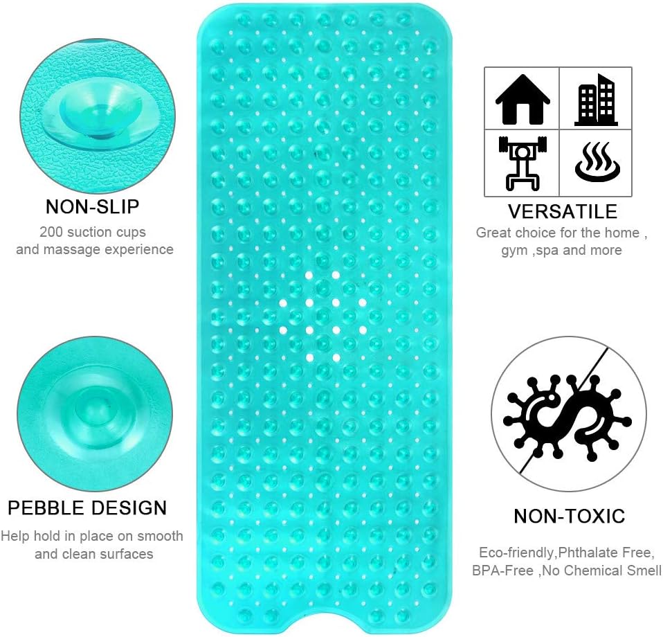 HOMSEF Non-Slip Shower Mat / Suction Cups and Drain Holes Mat for Bathtub - Image 5