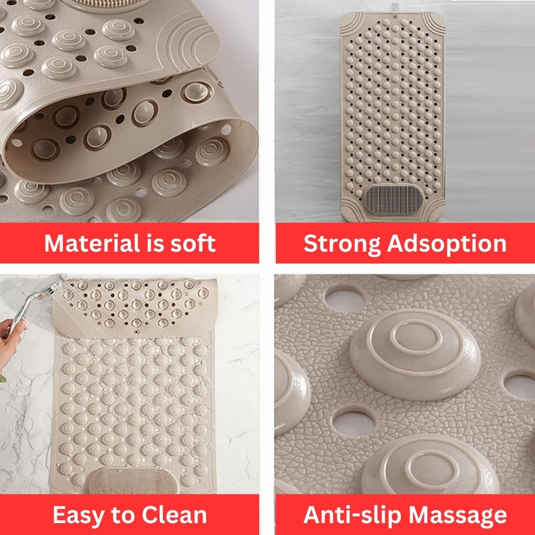 HOMSEF PVC Anti-Slip With Suction Cups & Drain Holes Foot Scrubber Shower Mat for All Ages - Image 7