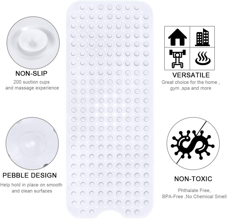 Homsef Textured Bathtub Mat with Suction Cups, 40 × 100 cm - Image 6