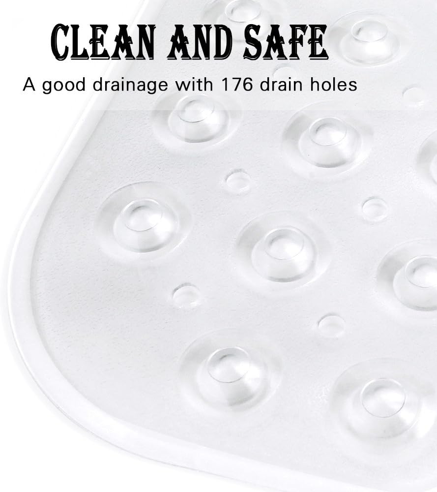 HOMSEF Non-Slip Shower Mat / Suction Cups and Drain Holes Mat for Bathtub - Image 3
