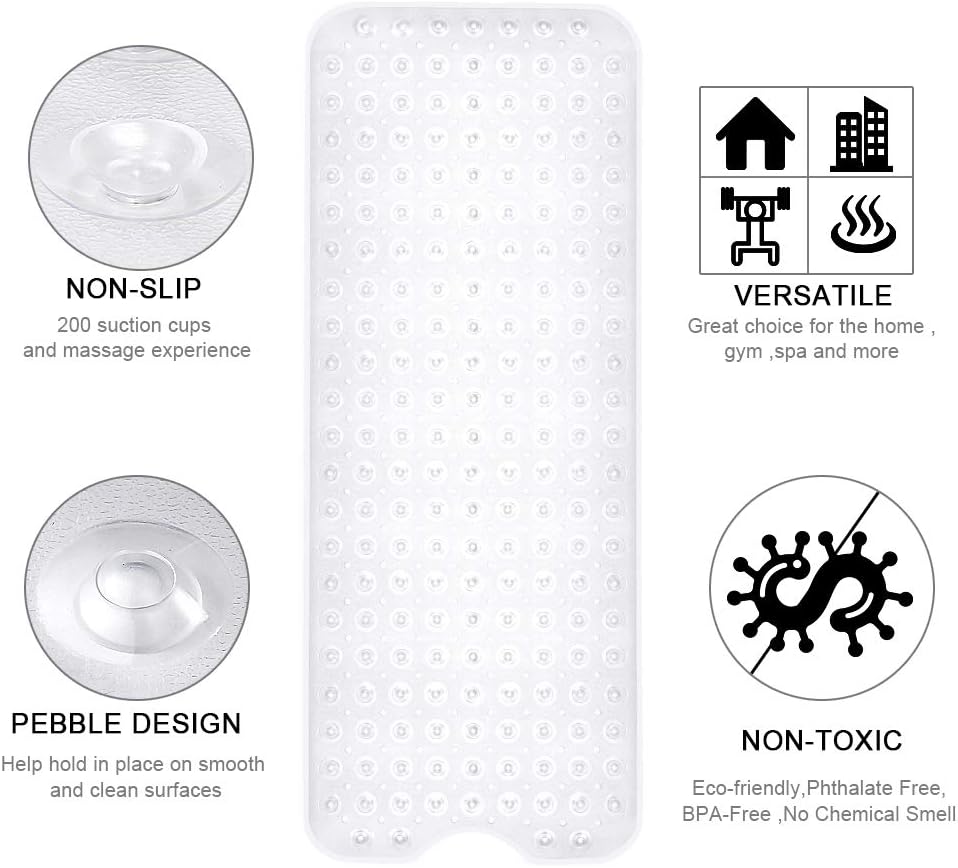 HOMSEF Non-Slip Shower Mat / Suction Cups and Drain Holes Mat for Bathtub - Image 5