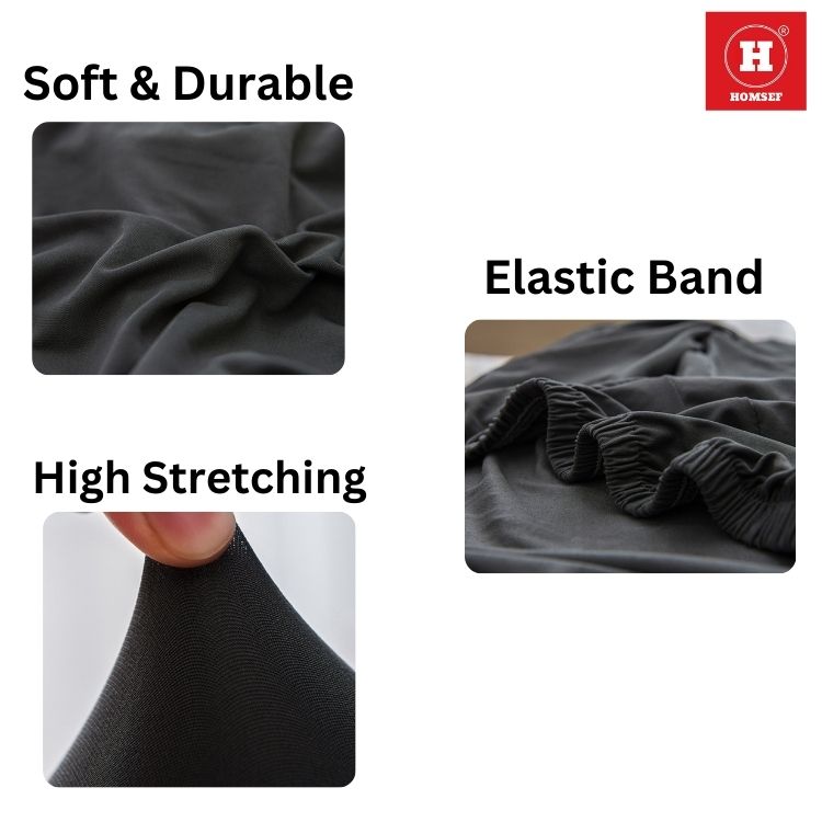 HOMSEF Milk Silk Polyester & Spandex Stretchable Solid Pattern Chair Cover - Image 2