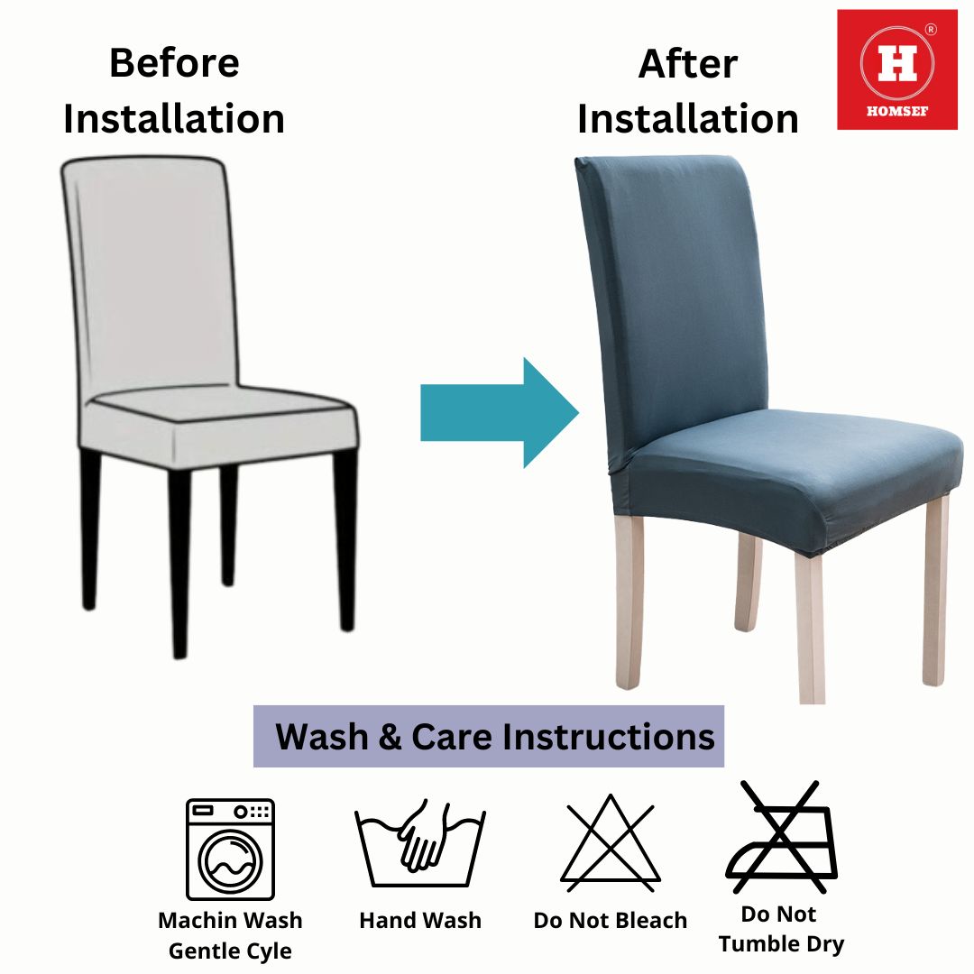 HOMSEF Milk Silk Polyester & Spandex Stretchable Solid Pattern Chair Cover - Image 3