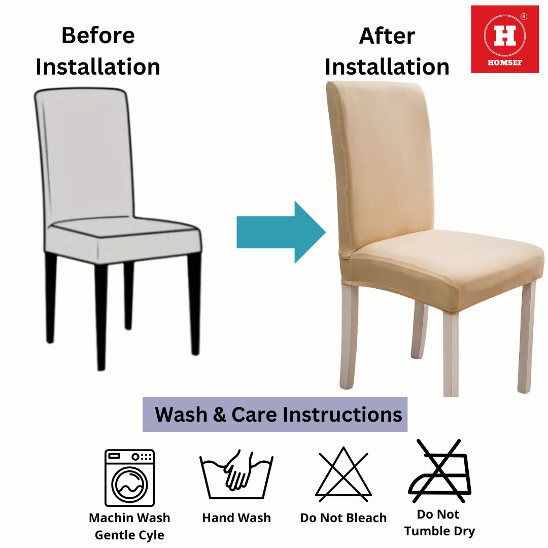 HOMSEF Milk Silk Polyester & Spandex Stretchable Solid Pattern Chair Cover - Image 3
