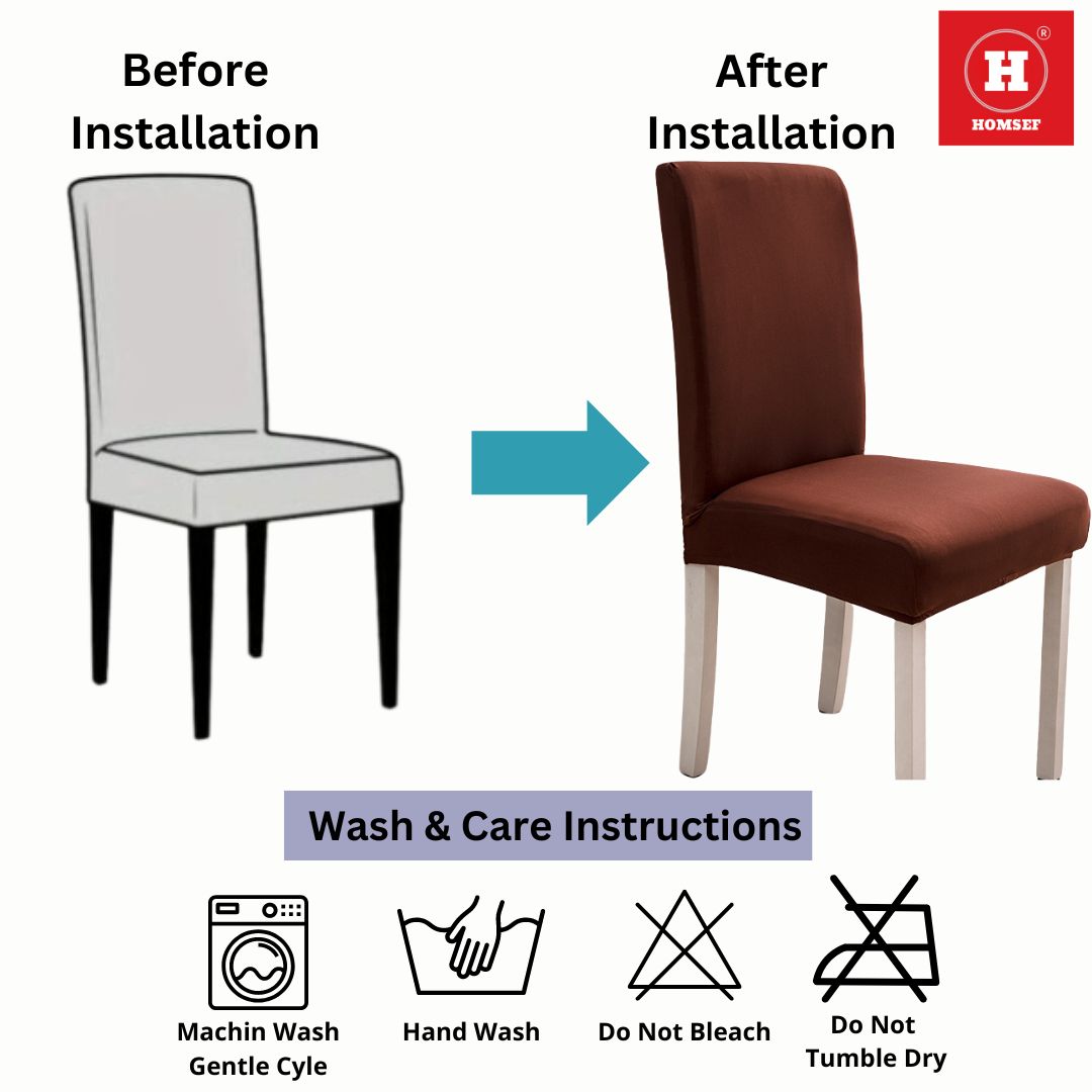 HOMSEF Milk Silk Polyester & Spandex Stretchable Solid Pattern Chair Cover - Image 3