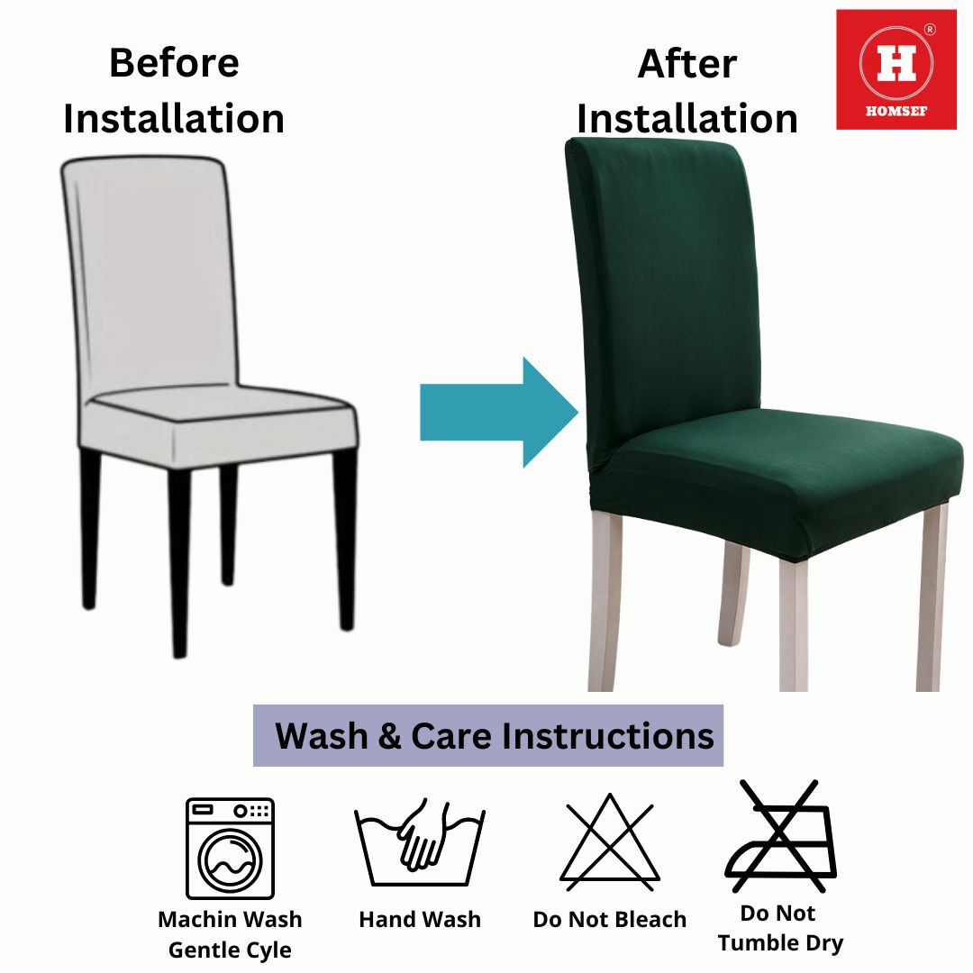 HOMSEF Milk Silk Polyester & Spandex Stretchable Solid Pattern Chair Cover - Image 3