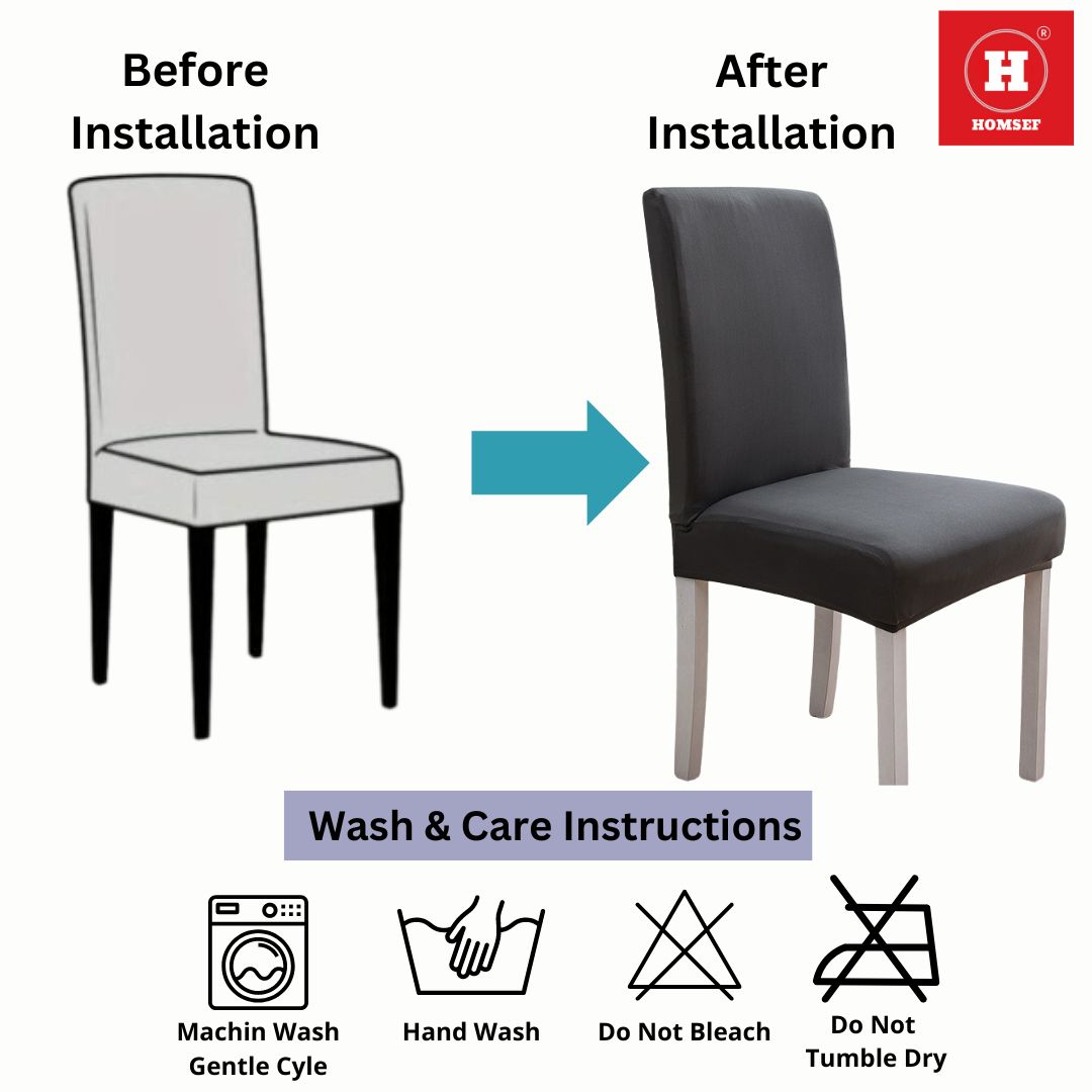 HOMSEF Milk Silk Polyester & Spandex Stretchable Solid Pattern Chair Cover - Image 3