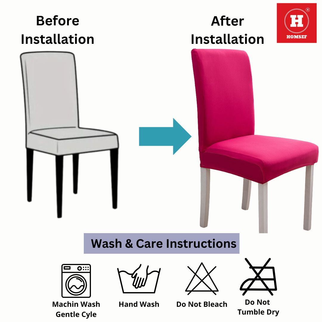 HOMSEF Milk Silk Polyester & Spandex Stretchable Solid Pattern Chair Cover - Image 3
