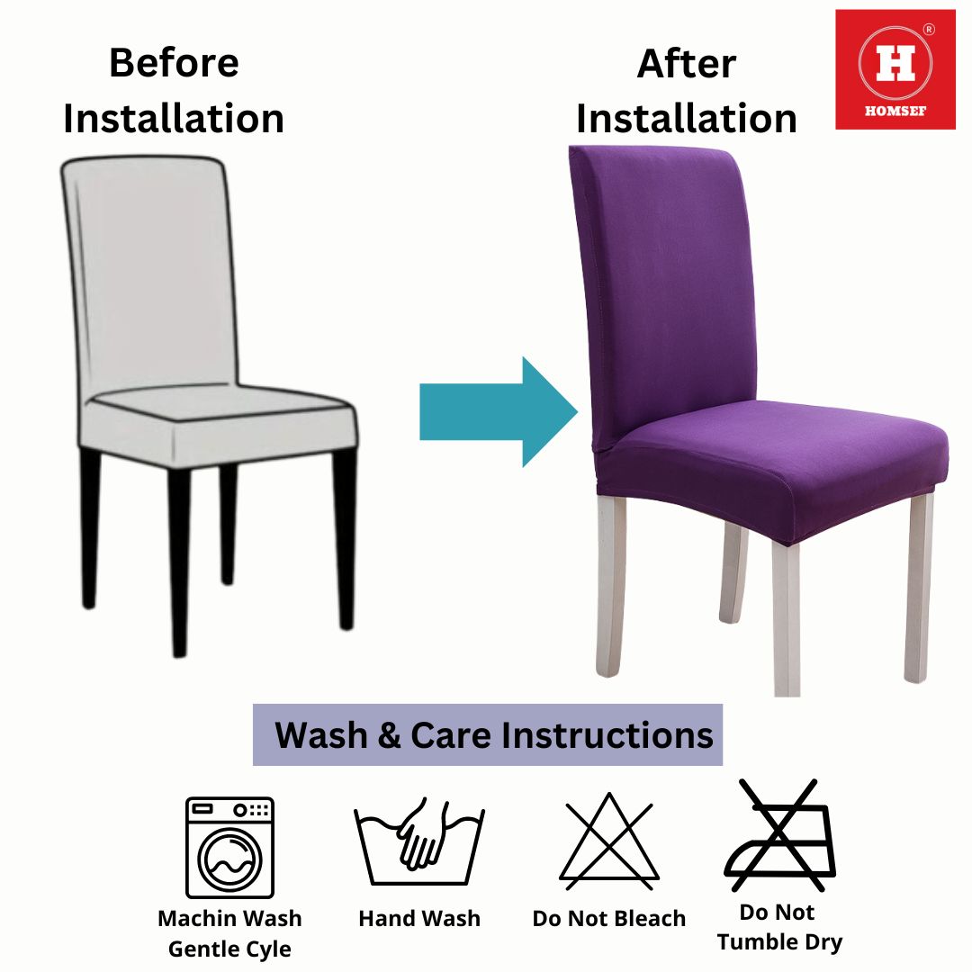 HOMSEF Milk Silk Polyester & Spandex Stretchable Solid Pattern Chair Cover - Image 3