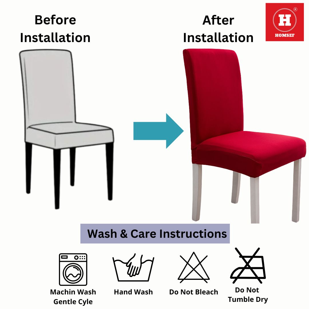 HOMSEF Milk Silk Polyester & Spandex Stretchable Solid Pattern Chair Cover - Image 3