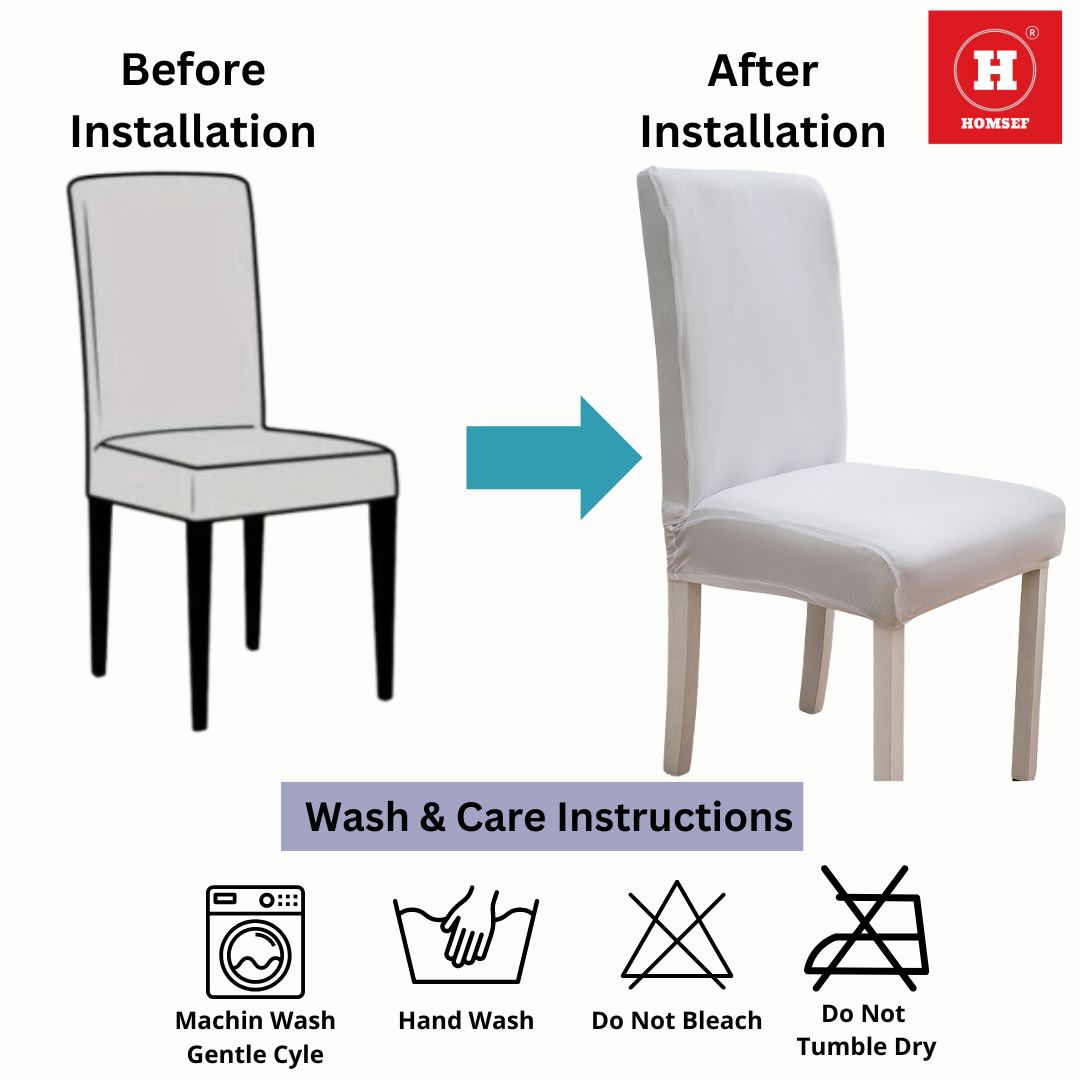 HOMSEF Milk Silk Polyester & Spandex Stretchable Solid Pattern Chair Cover - Image 3