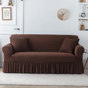 HOMSEF Turkish Bubble Frill, Elastic Stretchable Sofa Cover, High durable for Living Room & Bed Room.