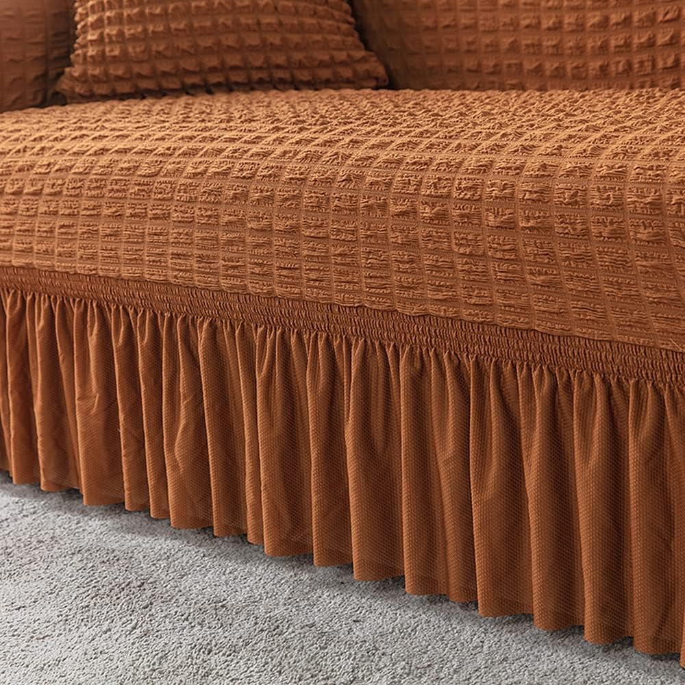 HOMSEF Turkish Bubble Frill, Elastic Stretchable Sofa Cover, High durable for Living Room & Bed Room. - Image 2