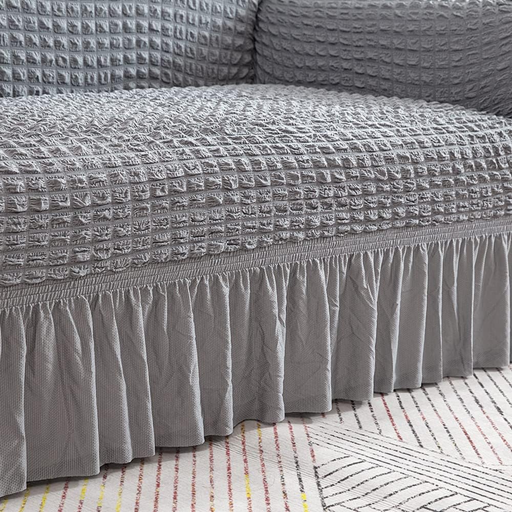 HOMSEF Turkish Bubble Frill, Elastic Stretchable Sofa Cover, High durable for Living Room & Bed Room. - Image 2
