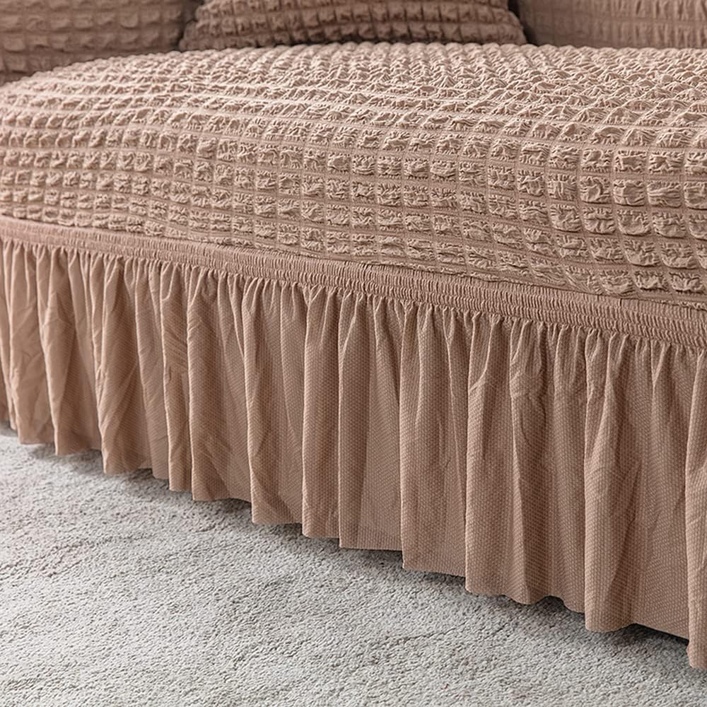 HOMSEF Turkish Bubble Frill, Elastic Stretchable Sofa Cover, High durable for Living Room & Bed Room. - Image 2