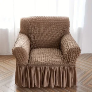 HOMSEF Turkish Bubble Frill, Elastic Stretchable Sofa Cover, High durable for Living Room & Bed Room.
