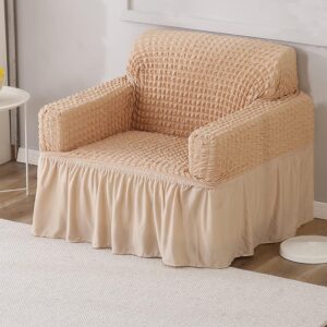 HOMSEF Turkish Bubble Frill, Elastic Stretchable Sofa Cover, High durable for Living Room & Bed Room.