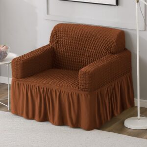 HOMSEF Turkish Bubble Frill, Elastic Stretchable Sofa Cover, High durable for Living Room & Bed Room.